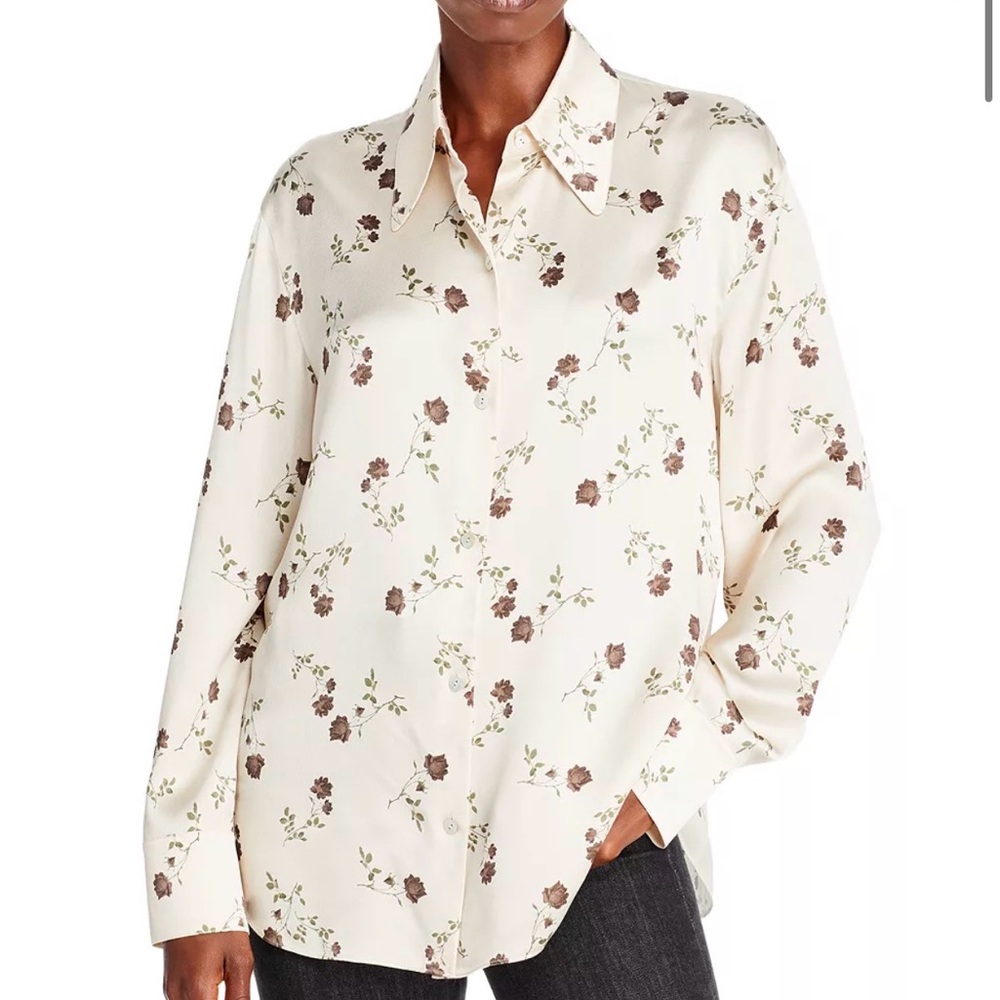 Vince 100% Silk Blouse – Autumnal Rose Print – XXL – NWT